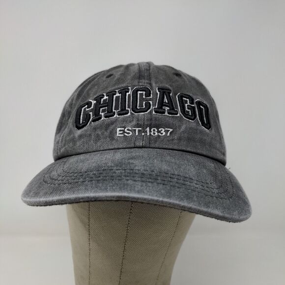 Chicago Men's Slideback Hat Gray Adjustable Embroidered Logo - Picture 2 of 10